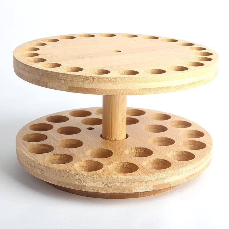 Round Bamboo Essential Oil Bottle & Diffuser Stand